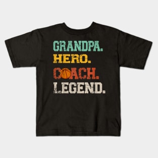 Mens Grandpa Hero coach Legend fathers day basket ball grandpa Kids T-Shirt